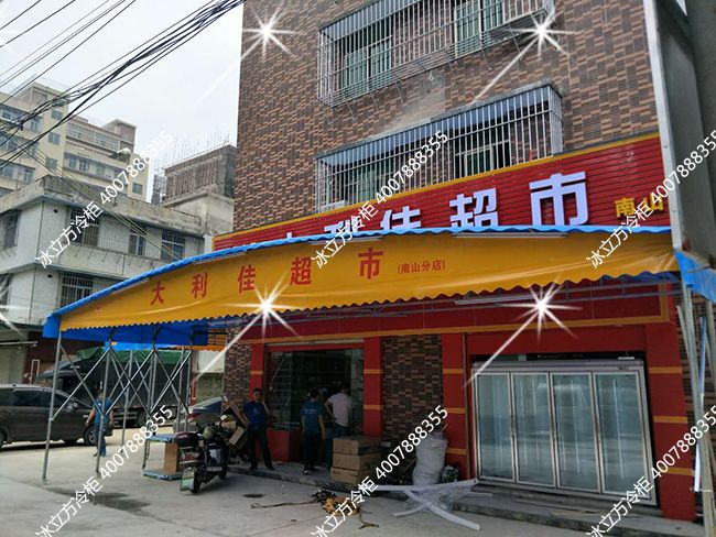 普寧大南山街道大利佳超市四門平頭柜展示冷柜
