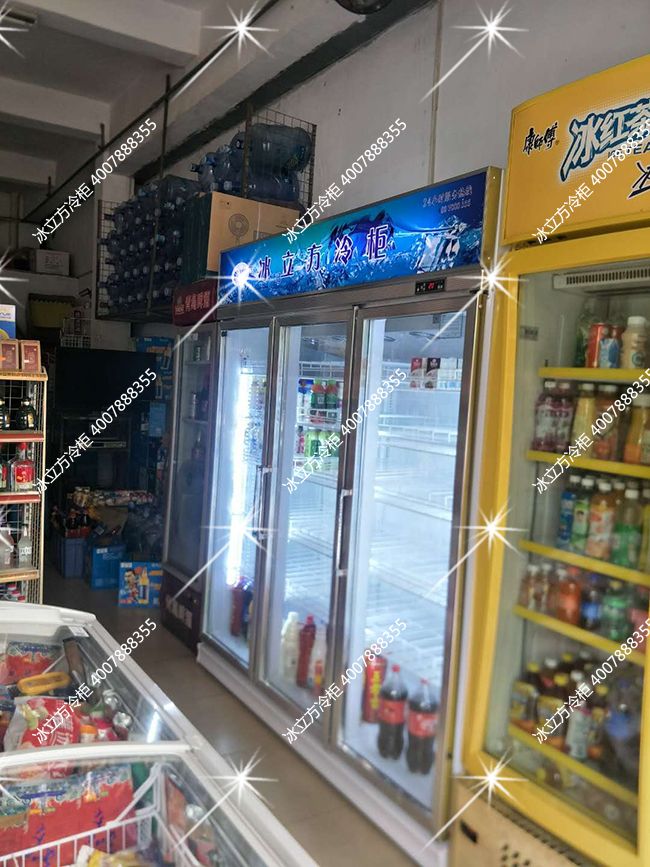 冰立方羅田啡金鋁合金門框三門飲料柜